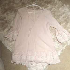 Baby pink shift dress